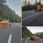 Тракдрайвер потерял груз на шоссе в Калифорнии