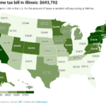Среднестатистический житель Иллинойса за всю свою жизнь выплачивает в виде налогов сумму, на треть превышающую среднее значение по стране