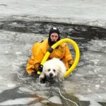 Пожарный из Long Grove спас 120-фунтовую собаку из ледяной воды